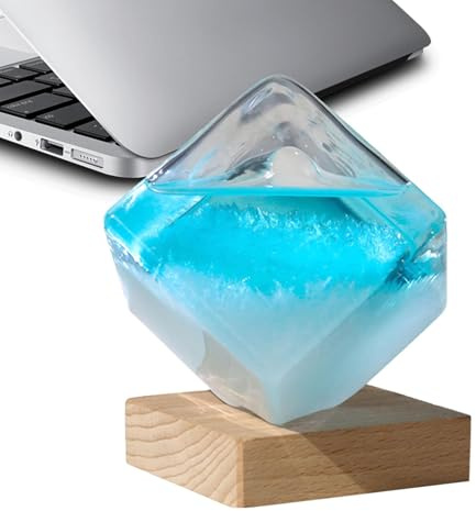 BommFu Previsión meteorológica de Storm Glass | Barómetro de líquido | Cubo de agua de | Previsión meteorológica de nubes | Estación meteorológica Bola de – Adorno decorativo para el