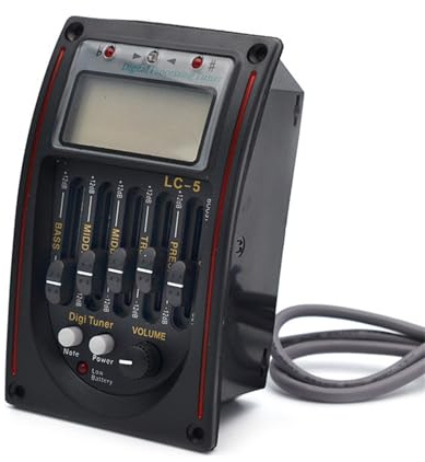 5-Band-Equation Preamp Akustikgitarre Tonabnehmer mit Stimmgerät Piezo E-Box Gitarren-Tonabnehmer für satten und verstärkten Klang