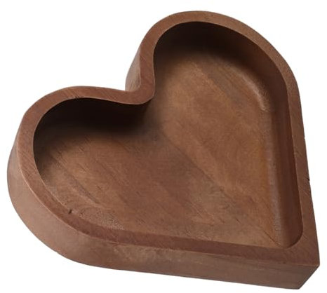 LIFKOME Plateau Forme De Cœur Bois Pour Servir Collations Fruits Secs Plateau à Noix Décoratif Solide Usage Domestique Plat Cœur Saint-valentin