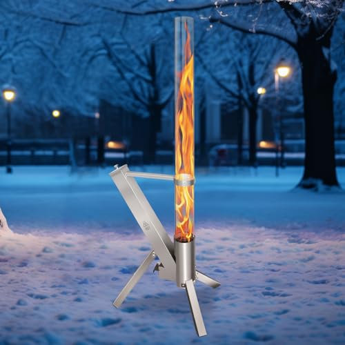 CTSC Outdoor Pellet Heater, Pellet Heater per Patio con tubo di vetro 100 cm, aggiungere spazio luce e ambiente per portico, ponte, giardino e cortile