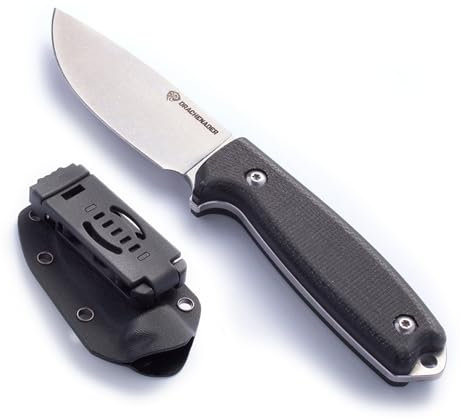 DRACHENADER Cuchillo de Supervivencia 14C28N de acero inoxidable, Espiga Completa, Mango de Micarta, Funda Kydex y Estuche de Regalo