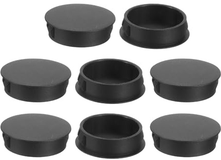 sourcing map 8Pcs 35mm(1-3/8) Nylon Hole Plugs, Flush Type Panel Round Snap in Fastener Knockout Locking Plugs for Furniture Insert End Caps Panels, Black