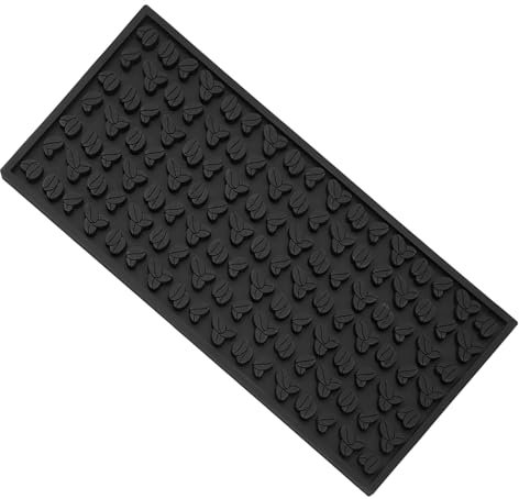 Tappetino da bar, 30 x 15 cm, in PVC, scolapiatti con motivo a chicchi di caffè, tappetino per troppopieno, ad asciugatura rapida, per bar, cucina, caffetteria, ristoranti (nero)