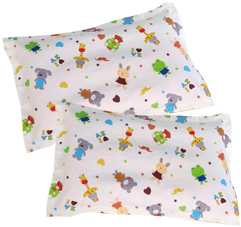 2 Piezas Fundas de Almohada para Cama LAJUP, Fundas de Almohada de algodón, Funda de Almohada de Viaje para niños, Funda de Almohada Decorativa de 30 x 50 cm en 100% algodón, Estampado de Animales