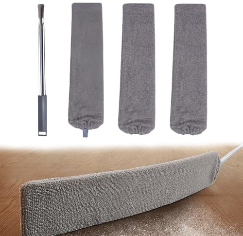 KLEENDOL Gap Dust Cleaner Under Appliance Dust Brush with Extension Pole Microfiber Duster for Cleaning Furniture, High Ceiling Fan, Blinds