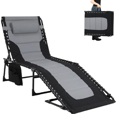 LIFERUN XXL hopfällbar solstol, 199 x 66 x 35 cm, med 5-vägs justerbart ryggstöd, extra stor trädgårdssolstol upp till 150 kg, strandstol, avkoppling, camping, solstol utomhus