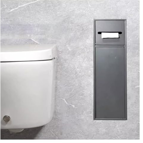 Nicho de baño de acero inoxidable, soporte para rollo de papel higiénico integrado, estante de almacenamiento para escobilla de baño, hotel, estante empotrado de nicho insertado en la pared