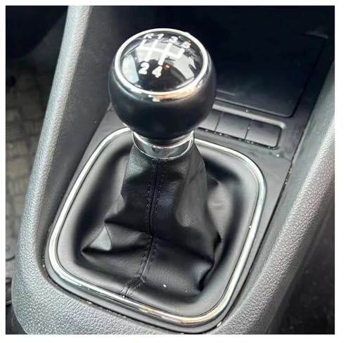 Schaltknauf Für VW Für Golf 5 V MK5 MK6 Für Jetta R32 2004-2014 5/6-Gang-Schalthebel Schaltknauf Mit Leder-Boot-Kragen-Etui Auto Getriebekopf(5 Speed Suit)