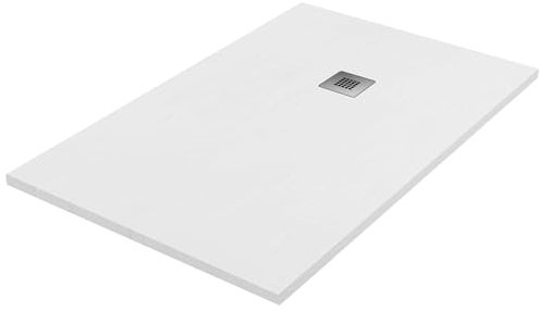 Plato de ducha de resina color blanco 70 x 90 cm con rejilla y desagüe – Showey