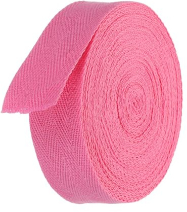 TA-VIGOR Bomullstwilltejp 30 mm, 10 meter förspänningstejp buntband mjuk naturlig fiskbensmönstrad bandrulle för sömnad klänningstillverkning gör-det-själv hantverk, rosa