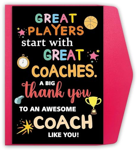 Yoljun Dankeskarten für Trainer, Dankeschön Geschenke für Coach, Danke Trainer Fußball Karten mit Umschlag, Danke Geschenk für Coach, Übungsleiter, Lehrer, Nachhilfelehrer
