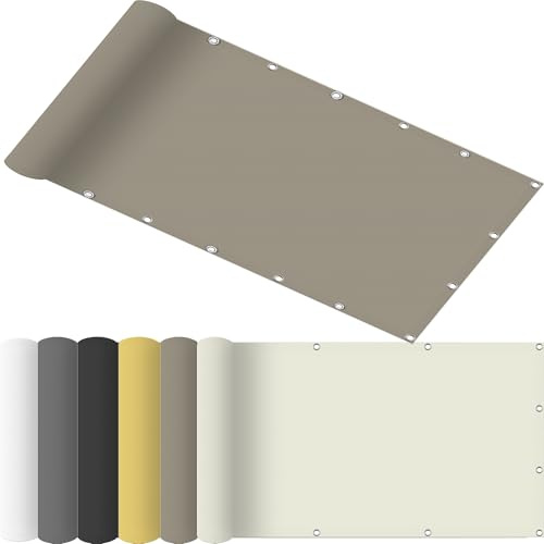 Tenda parasole quadrata impermeabile, 140 x 400 cm, protezione UV, in poliestere, con corde di ancoraggio, per patio, attività all'aperto, copertura ombreggiante, colore tortora