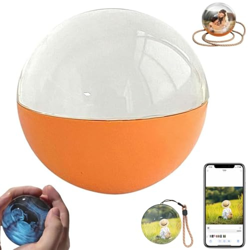 Crystal Ball Digital Video Display, 3D Ultrasound Crystal Ball Digital Photo Album, Ultrasound Video Lamp Balls,Customizable LED Photo & Sphere for Couples, Pets & Memory Gifts (Orange)