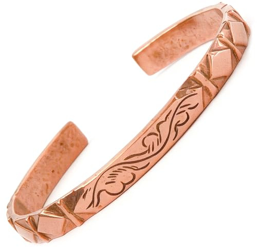Tibetan Wave Carved Pure Copper Bracelet – Hand-Engraved 99.9% Solid Copper Bangle – Traditional Himalayan Healing Cuff for Arthritis – Adjustable Yoga & Meditation Jewelry – Handmade in Nepal