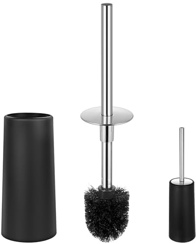 Scopino Bagno WC e Supporto, Portascopino WCs, Spazzolone Bagno WCs, Scopettino Bagnos, Spazzola WC con Supporto, manico in acciaio inossidabile per pulizia di hotel, casa e cucina