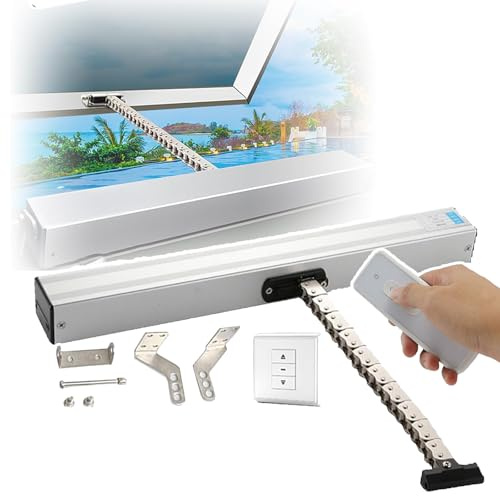 KJZQXYX Apri finestra automatico elettrico, a catena a doppio strato, azionatore aprifinestra, con telecomando + interruttore, per lucernario/tetto (400 mm)
