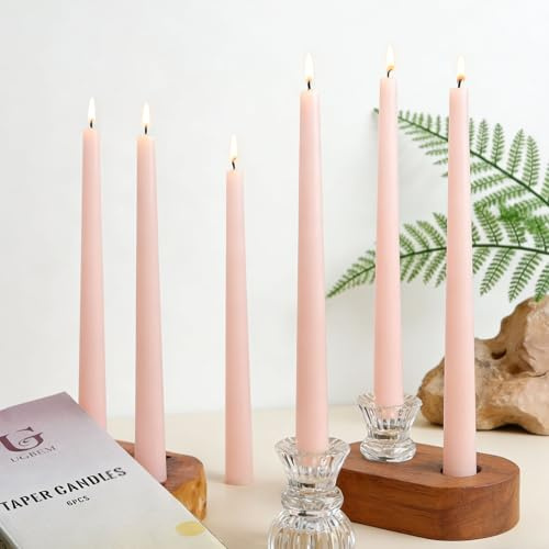 6 Pack Pink Tapered Dinner Candles, 10 Inch