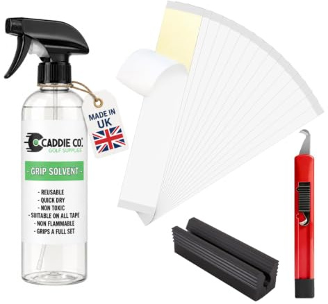 CADDIE CO® Golf Regripping Kit - Grip Tape, Solvent, Hook Blade, Vice Clamp