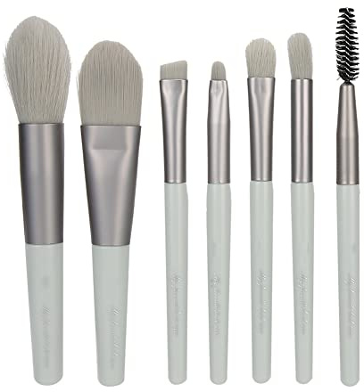 DGLDCSHUAI 7 piezas cepillo de sombra de ojos profesional portátil ceja labio cepillo cosmético conjunto de herramientas de maquillaje (cian)