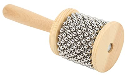 Drfeify Wooden Cabasa, Steel Ball Musical Instrument with Comfortable Wooden Handle, for Children Age 4 and Up (Trumpet Cabasa)