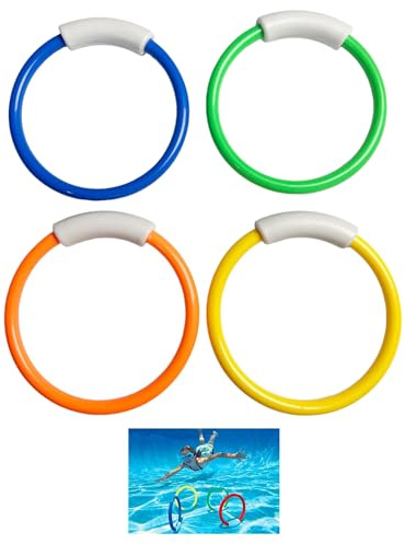 QYLNEX Anillos de Buceo, Juguete de Buceo natación Piscina- Set 4 Piezas, Juguetes para Piscina y Natación Subacuáticos para Niños de Verano