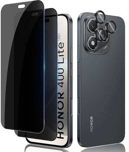 Lutree Privacy Vetro Temperato per Honor 400 Lite 5G, 2+1 Pezzi Pellicola Protettiva + Pellicola Fotocamera Lenti, Anti-Graffio Durezza 9H Senza Bolle Anti-Spy Protezione Schermo