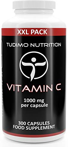 Vitamina C | 1000 mg | 300 Capsules (Scorta 10 Mesi) di Capsule a Disgregazione Rapida, Ciascuna con 1000mg di Acido L-Ascorbico in Polvere di Qualità Premium in Confezione Grande Famiglia XXL