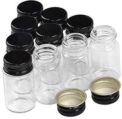 Jarvials 24pcs 10ml Leere transparente Glasflaschen, Die schwarze Aluminiumabdeckung lässt die Flaschen persönlicher aussehen. (24, 10ml)