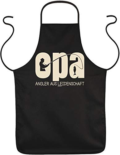 Tini - Shirts Koch-Schürze Opa - Sprüche Geschenk-Schürze Großvater : Opa Angler aus Leidenschaft - Geschenk Grillschürze Geburtstag Opa