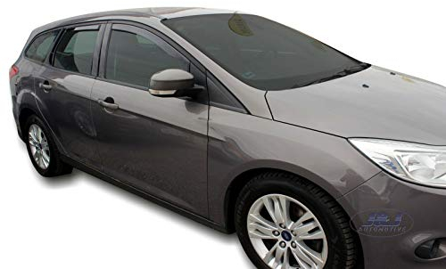 J&J AUTOMOTIVE | Windabweiser Passend Für Focus 3, 5-Türer 2011-2018 Kombi, Heko Regenabweiser, Getönt, Set 4-Teilig, Vorne, Hinten, Aerodynamisch