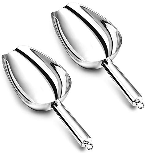 E-far Metal Ice Scoop Set of 2, 24 Ounces Kitchen Ice Scooper for Ice Maker