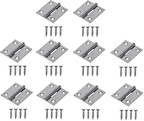 TERF® 10 Pcs Zinc Plated Steel Butt Hinges 38mm Door Butt Hinges Folding 38mm [1.5 inch] Silver for Home Furniture Bathroom Cabinet Window Internal Doors Including Fixing Screw