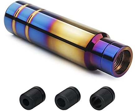 Krtopo Adattatore Pomello Del Cambio Per Auto Leva Del Cambio, Universale 13 Cm In Alluminio Automobile Truck Motorsport Pomello Del Cambio Manuale Con 3 Adattatori 8 MM / 10 MM / 12 MM (Oro Blu)