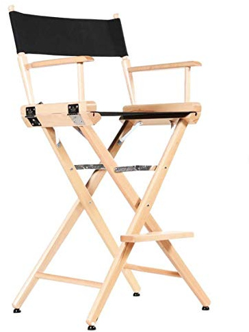 Filmcraft Professional Grade Studio Director's Chairs (30 Bar Height, Natural Finish, Black Nylon Canvas)