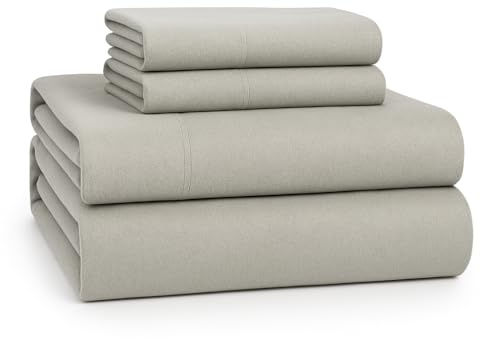 LANE LINEN 100% Cotton Flannel Sheets Set - Flannel Sheets King, 4-Piece Bed Sheets - Lightweight Bedding, Brushed for Extra Softness, Warm and Cozy, 15 Deep Pocket (Fits Upto 17 Mattress) - Silver