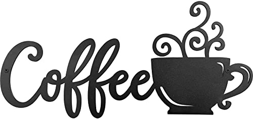 Metal Coffee Sign Hanging Wall Art Letter Sign Black Wall Decor Coffee Bar for Cafe Farmhouse Kitchen Wall Decor