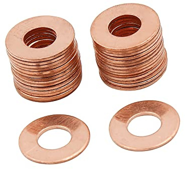 A ABSOPRO Rame Rondella M8 x 18mm x 1mm Piatto Sigillante Guarnizione anellos (Set di 30)