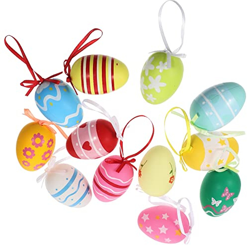 Abaodam 12pcs Easter Egg Dye Decorations Felt Easter Eggs Hanging Decorations Tree Ornaments Diy Party Supplies