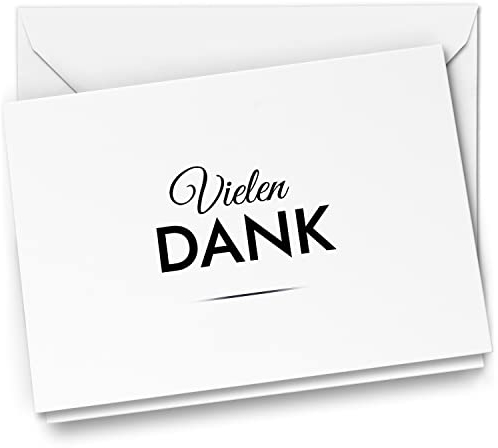Danksagungskarten Trauer – 10 Klappkarten mit Umschlägen – Motiv: Vielen Dank Edel – Trauerkarten Danksagung mit Text – Dankeskarten Trauer nach Beerdigung
