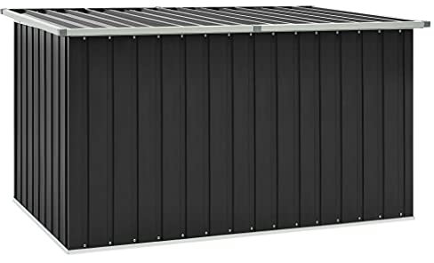 Makastle Auflagenbox Kissenbox Verzinkter Stahl Gartenbox Aufbewahrungsbox mit Deckel, Auflagentruhe Garten Aufbewahrungstruhe für Gartengeräten Poolzubehör Spielzeug, Anthrazit 171 x 99 x 93 cm