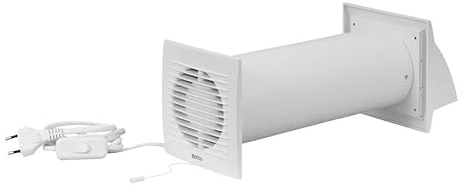 EUROPLAST Ø100 mm Dezentrale Wohnraumlüftung mit Wärmerückgewinnung – Wandlüfter Keramik-Wärmetauscher bis 85 %, Energieklasse A, für Schlafzimmer Bad Altbau Neubau, mit Stecker