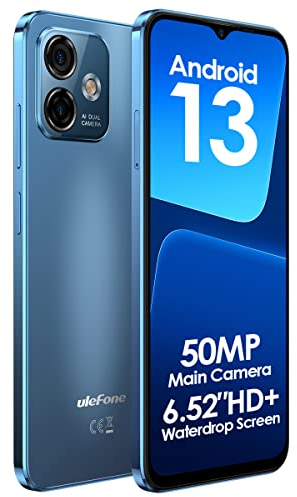 Ulefone Android 13 Handy ohne Vertrag Note 16 PRO, Bis Zu 16GB RAM+128GB ROM, 50MP Kamera, DUAL SIM-Smartphone, 6,52'' HD+ Bildschirm, 4400mAh Akku, Fingerabdruck+Gesichtsentsperrung GPS Blau