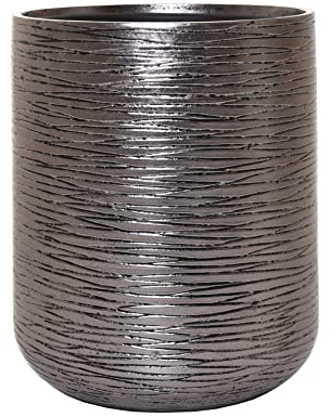 VIVANNO Pflanzkübel Blumentopf Fiberglas Silber Schwarz APERO 46x36