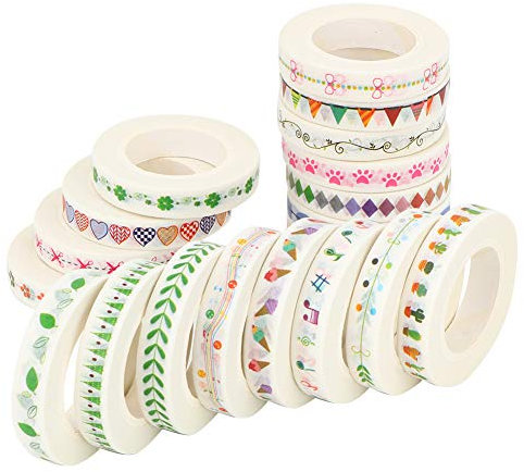 TOUISEDGI Washi Tape Set, 19 Rollen/Set Washi Tape Buntes Dekoratives Masking Tape, Floral Washi Tape, Washi Tape, Für DIY Journal Planeer Arts Craft