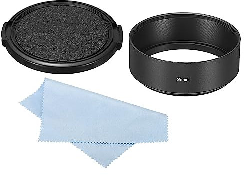 PATIKIL 58mm Objectif Capot, Standard Focalisation Givré Surface Antireflet Intérieur Capot avec Casquette et Nettoyage Chiffon pour Caméra Lentille, Noir