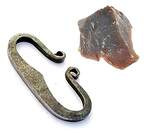 Survival Feuerstein mit Germanischem Feuerstahl/Wikinger Feuermach-Set/Feuerstarter mit Feueranzünder Set für Outdoor wie im Mittelalter