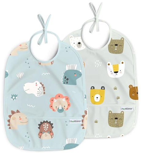 Nombear ® Sleeveless Baby Weaning Bib - Waterproof 6-12 Months Bibs, 2-Pack
