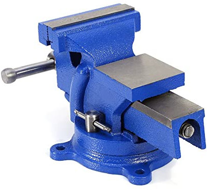 Morsa Banco con Base Girevole a 360 Gradi per Impieghi Gravosi con Incudine, Morsetto Officina con Ganascia 100 Mm per Lavori di Molatura, Taglio e Maschiatura