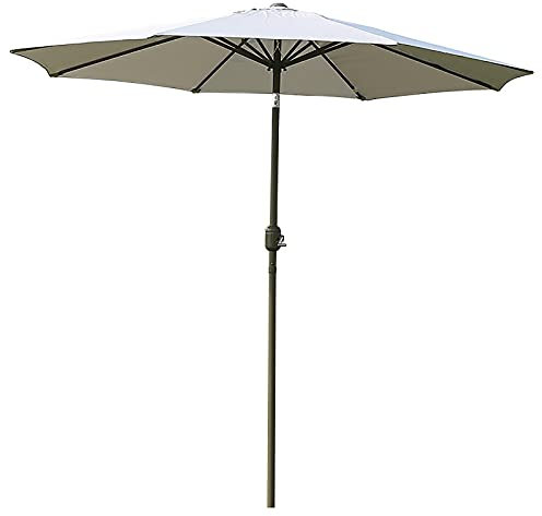 Ombrellone da giardino, ombrellone da giardino bianco da 9 piedi, ombrellone da tavolo del mercato all'aperto con inclinazione e manovella a pulsante, ombrellone da giardino per piscina da spiaggia, u