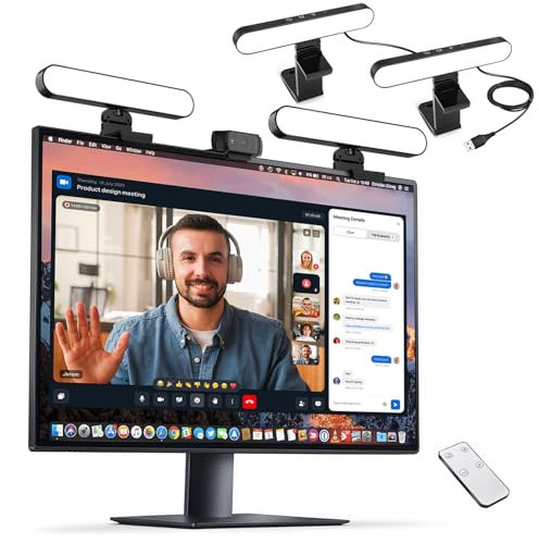 yAyusi Éclairage de vidéoconférence avec deux lampes, lumière webcam avec télécommande et contrôle tactile, éclairage zoom pour ordinateur, moniteur LED pour ordinateur portable pour streaming/appels